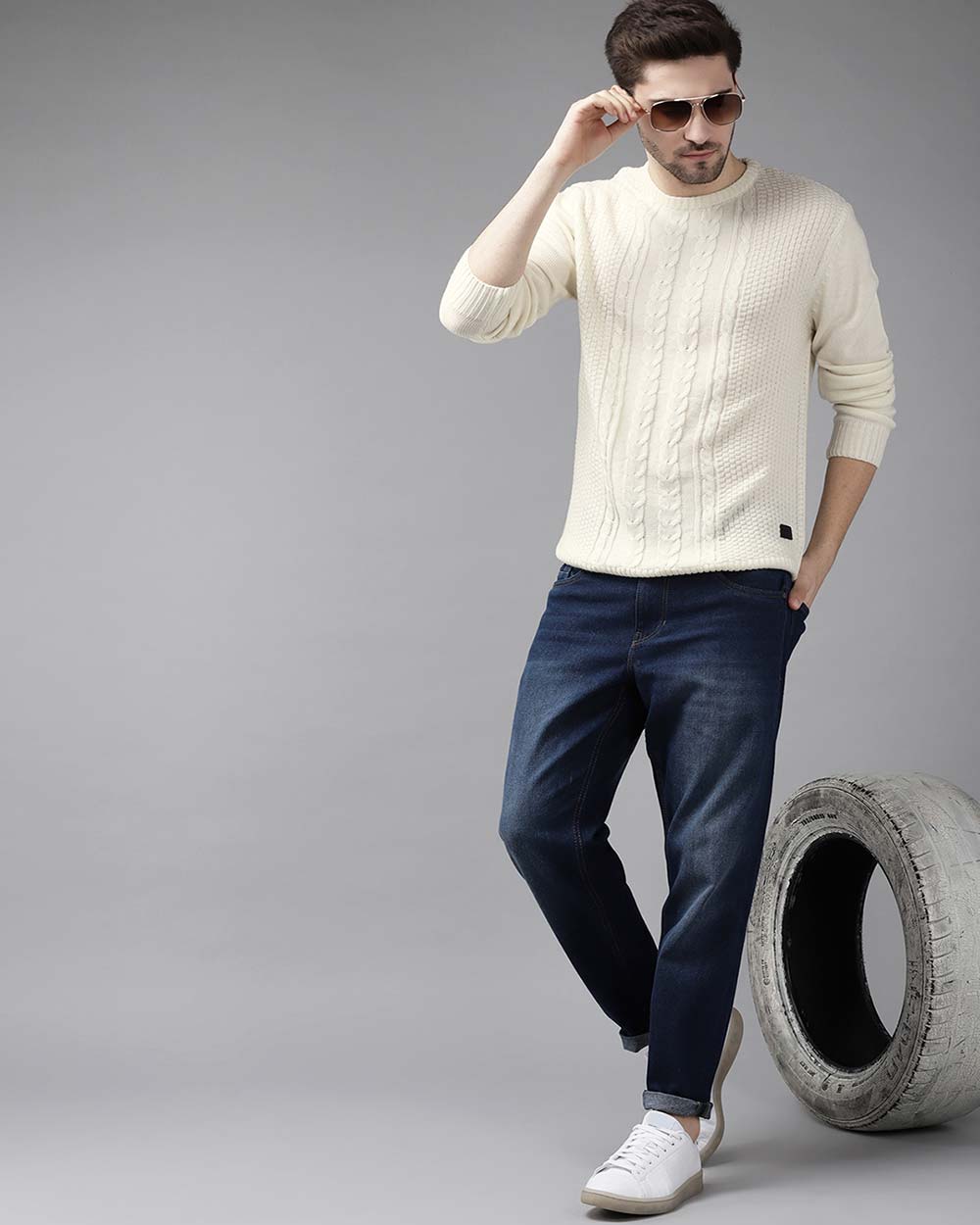 Roadster The Lifestyle Co Men Off White Pullover