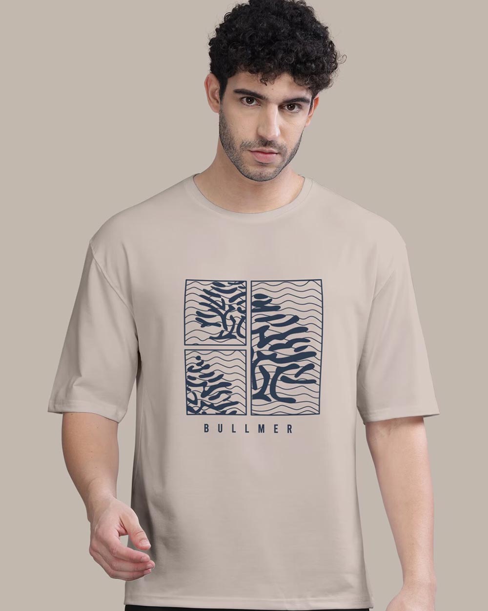 Bullmer Graphic Printed Oversized Cotton T-shirt